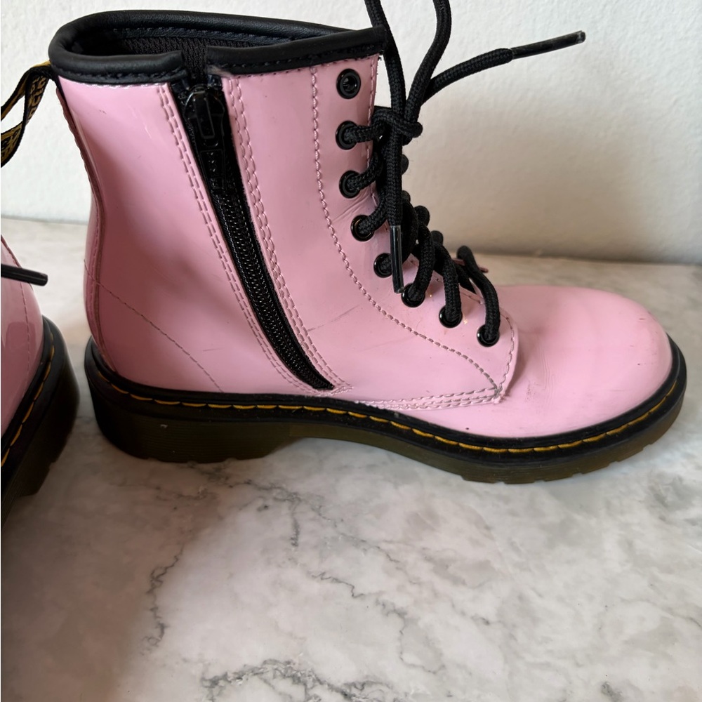 Kids Dr. Marten Baby Pink Lace-Up Girls Boots - Picture 5 of 7